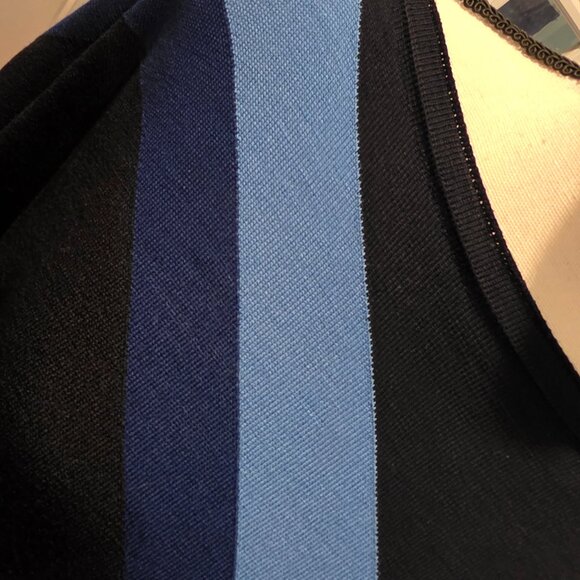 St. John Collection Navy and Light Blue Striped Cape/Poncho. Size M/L - Picture 2 of 6